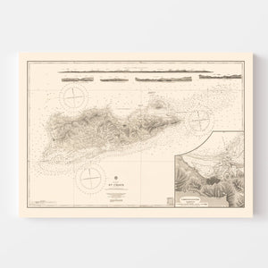 Vintage Nautical Map of St. Croix 1958