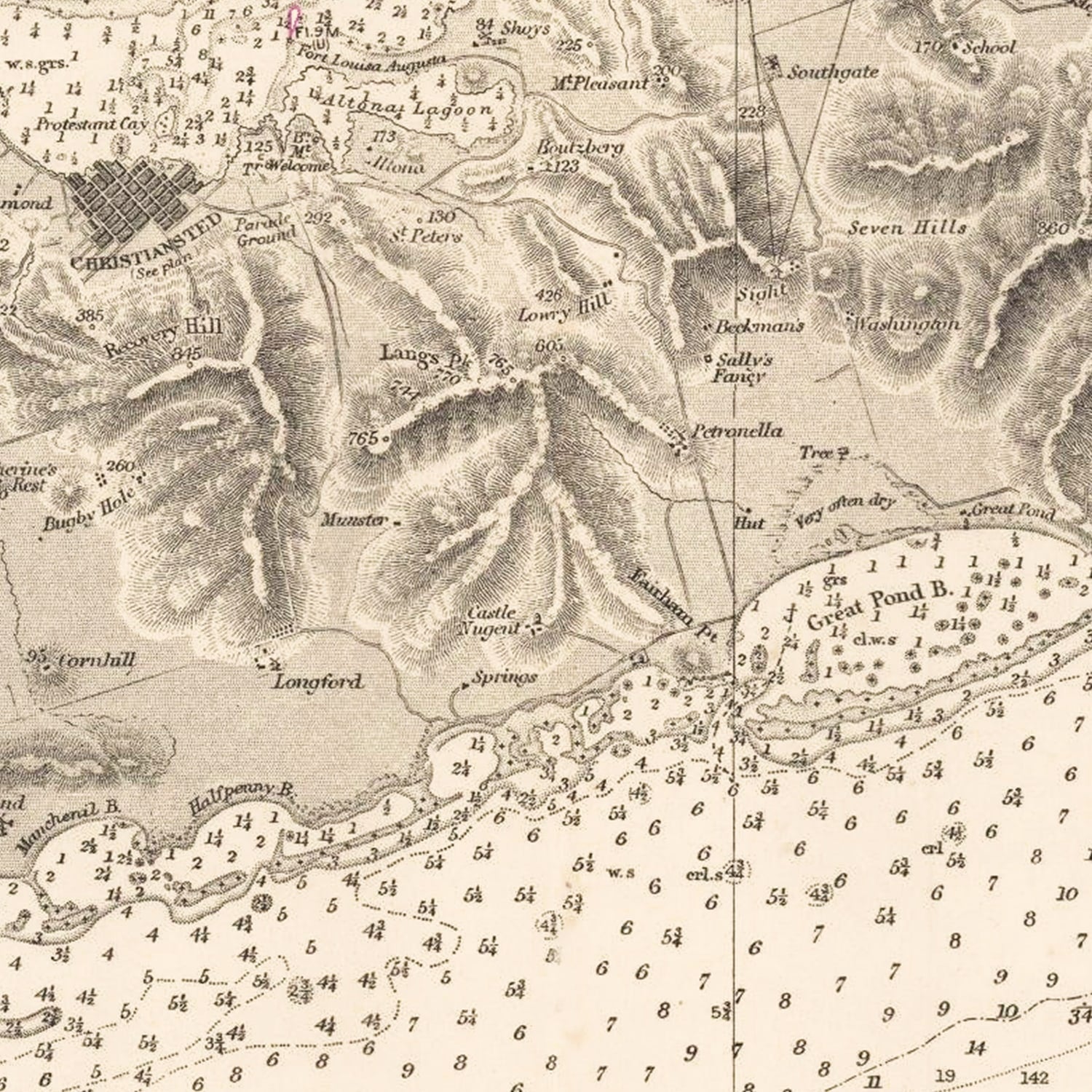 Vintage Nautical Map of St. Croix 1958