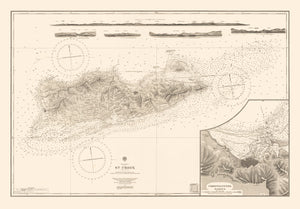 Vintage Nautical Map of St. Croix 1958