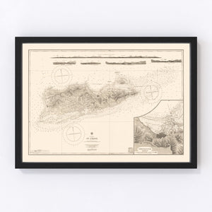Vintage Nautical Map of St. Croix 1958