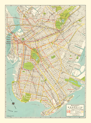 Vintage Map of Brooklyn, New York 1934