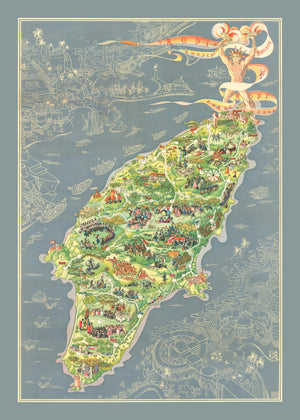 Vintage Rhodes Greece Map 1935