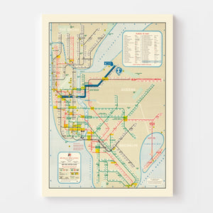 Vintage Railroad Map of New York 1964