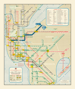 Vintage Railroad Map of New York 1964