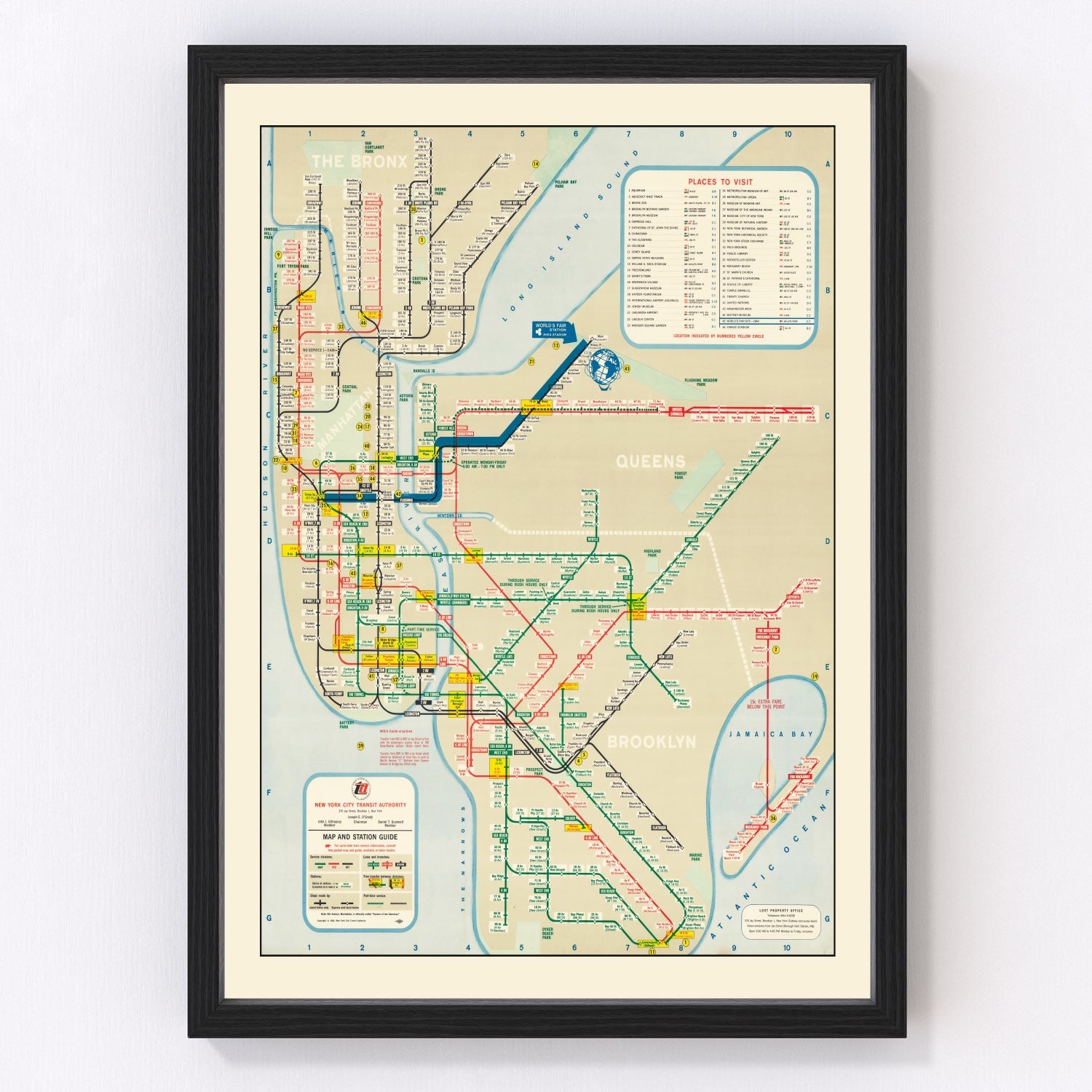 Vintage Railroad Map of New York 1964