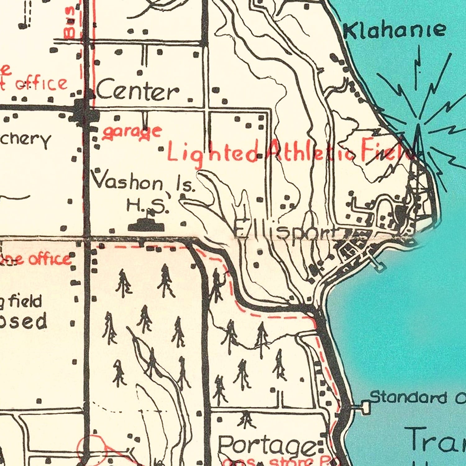 Vintage Vashon-Maury Island Map 1955