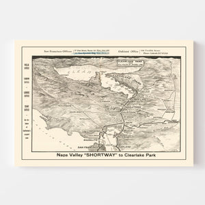 Vintage Napa Valley Map 1927
