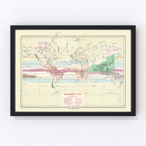 Vintage Climate Map of the World 1874
