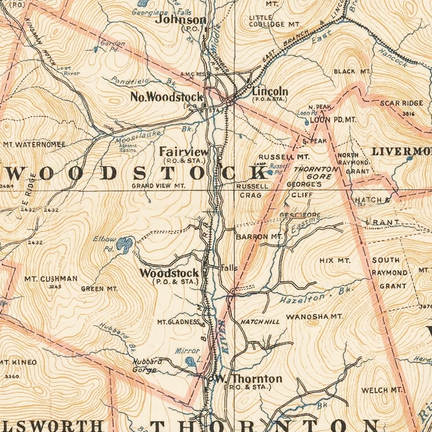 Vintage White Mountains Map 1903