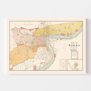 Vintage Map of Shanghai, China 1917