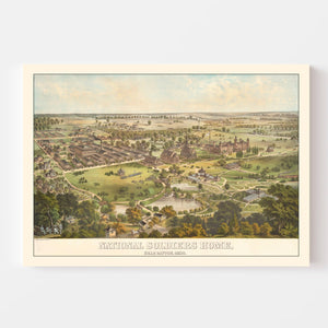 Vintage National Soldiers Home Map 1878