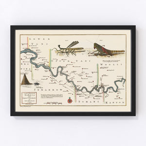 Vintage Middle Gambia River Map 1752