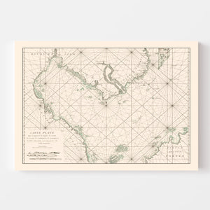 Vintage Gulf of Siam Map 1745