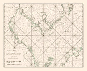 Vintage Gulf of Siam Map 1745