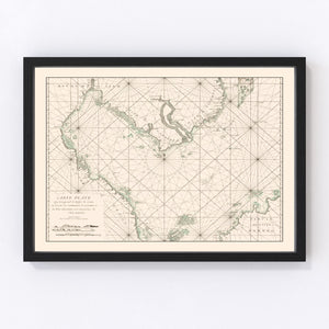 Vintage Gulf of Siam Map 1745