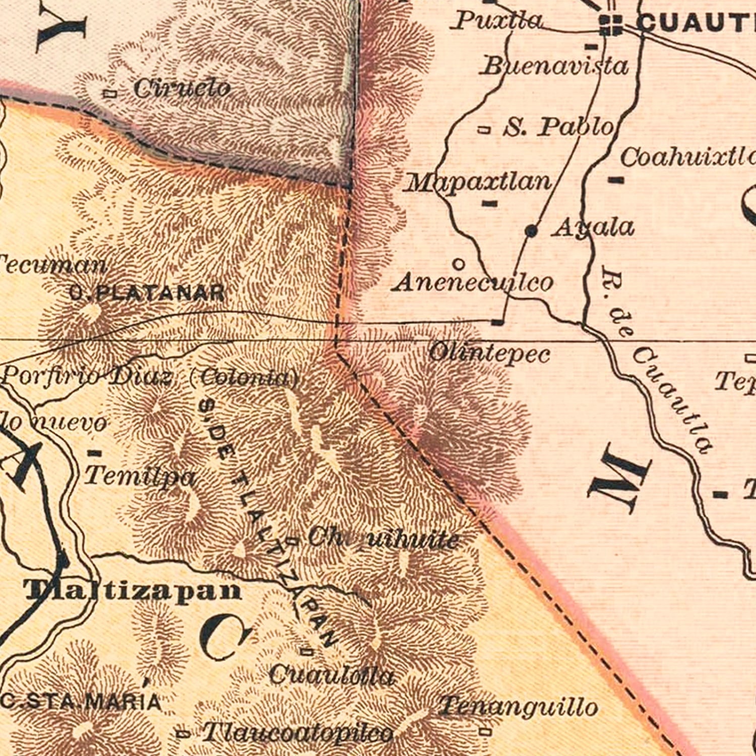 Vintage Morelos, Mexico Map 1897