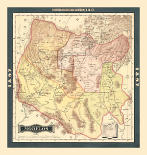 Vintage Morelos, Mexico Map 1897