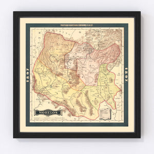 Vintage Morelos, Mexico Map 1897