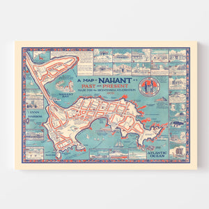 Vintage Nahant Massachusetts Map 1976
