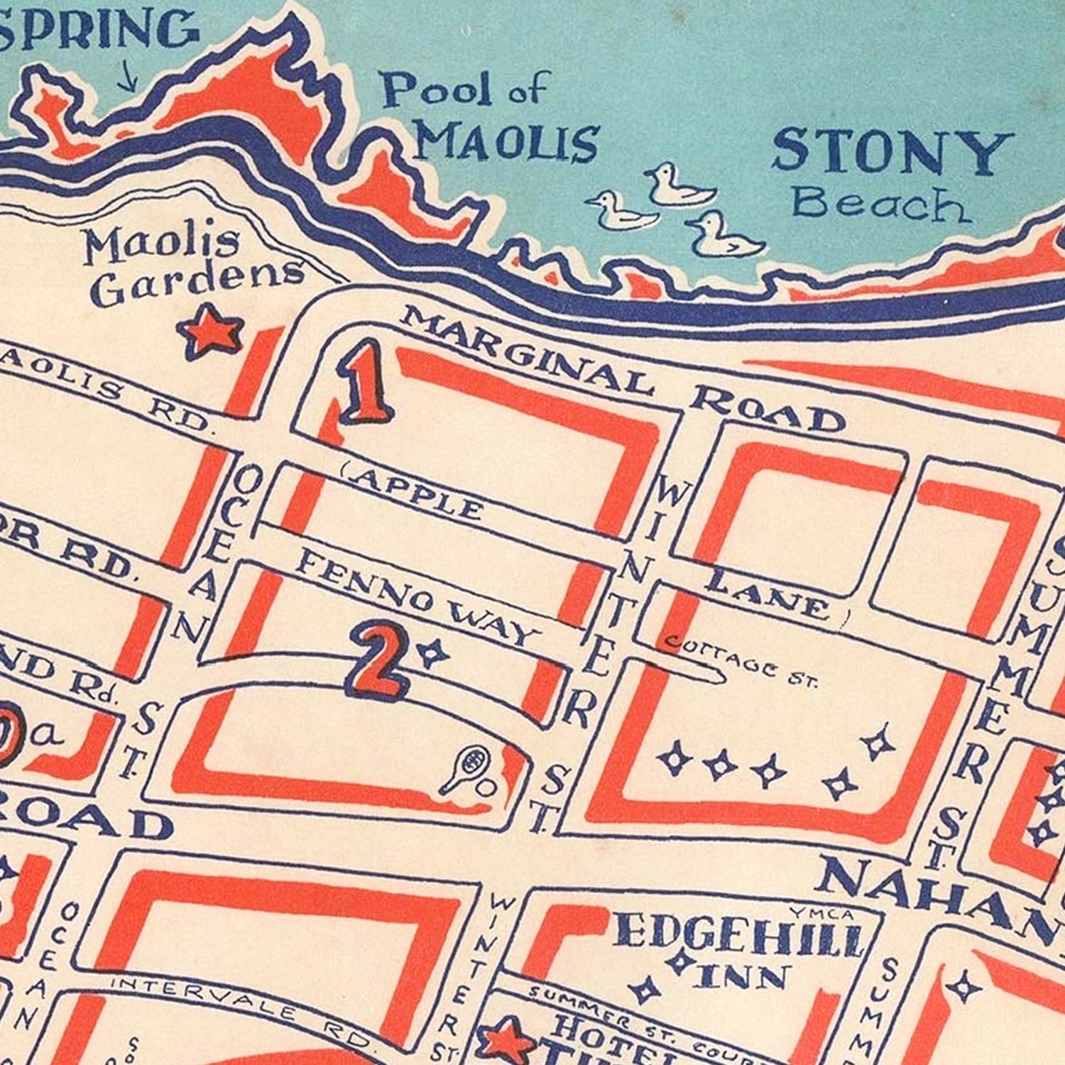 Vintage Nahant Massachusetts Map 1976