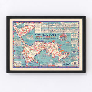 Vintage Nahant Massachusetts Map 1976