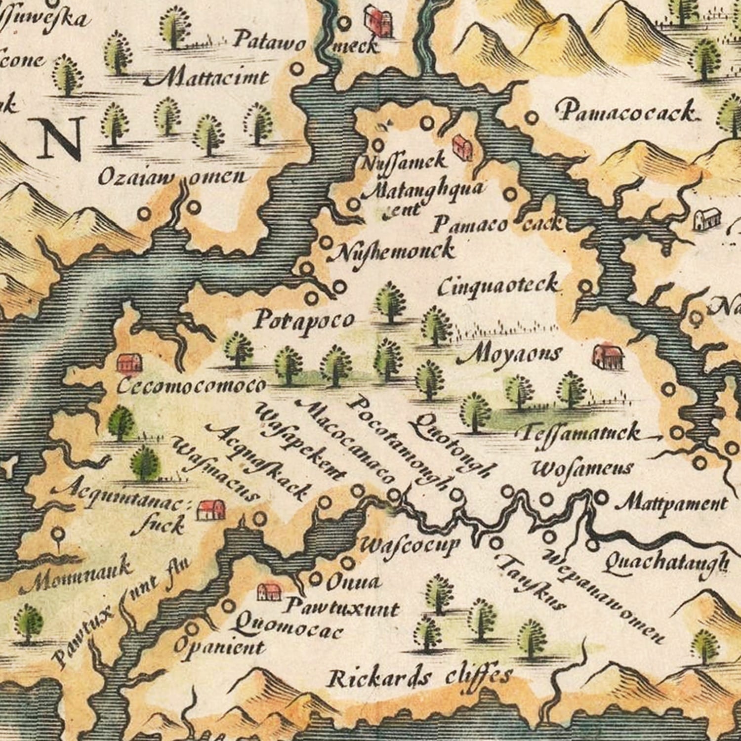 Vintage Map of Virginia 1635