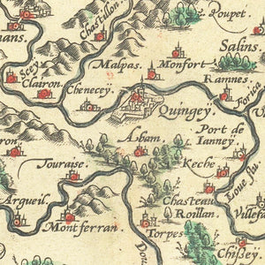 Vintage Burgundy, France Map 1595