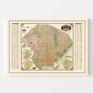 Vintage Map of Buenos Aires, Brazil 1915