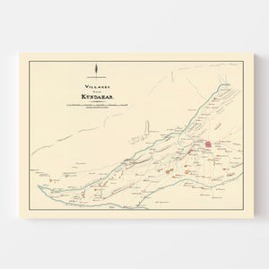 Vintage Map of Kandahar, Afghanistan 1840