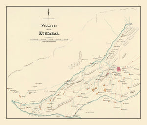 Vintage Map of Kandahar, Afghanistan 1840