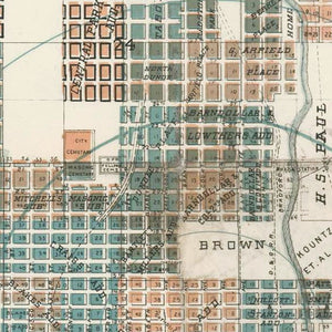 Vintage Map of Pueblo, Colorado 1888
