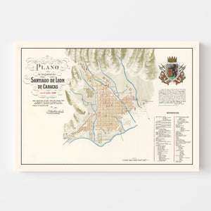 Vintage Map of Caracas, Venezuela 1810