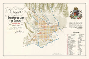 Vintage Map of Caracas, Venezuela 1810