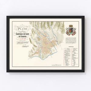 Vintage Map of Caracas, Venezuela 1810
