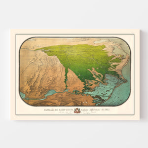 Vintage Suez Canal Map 1869