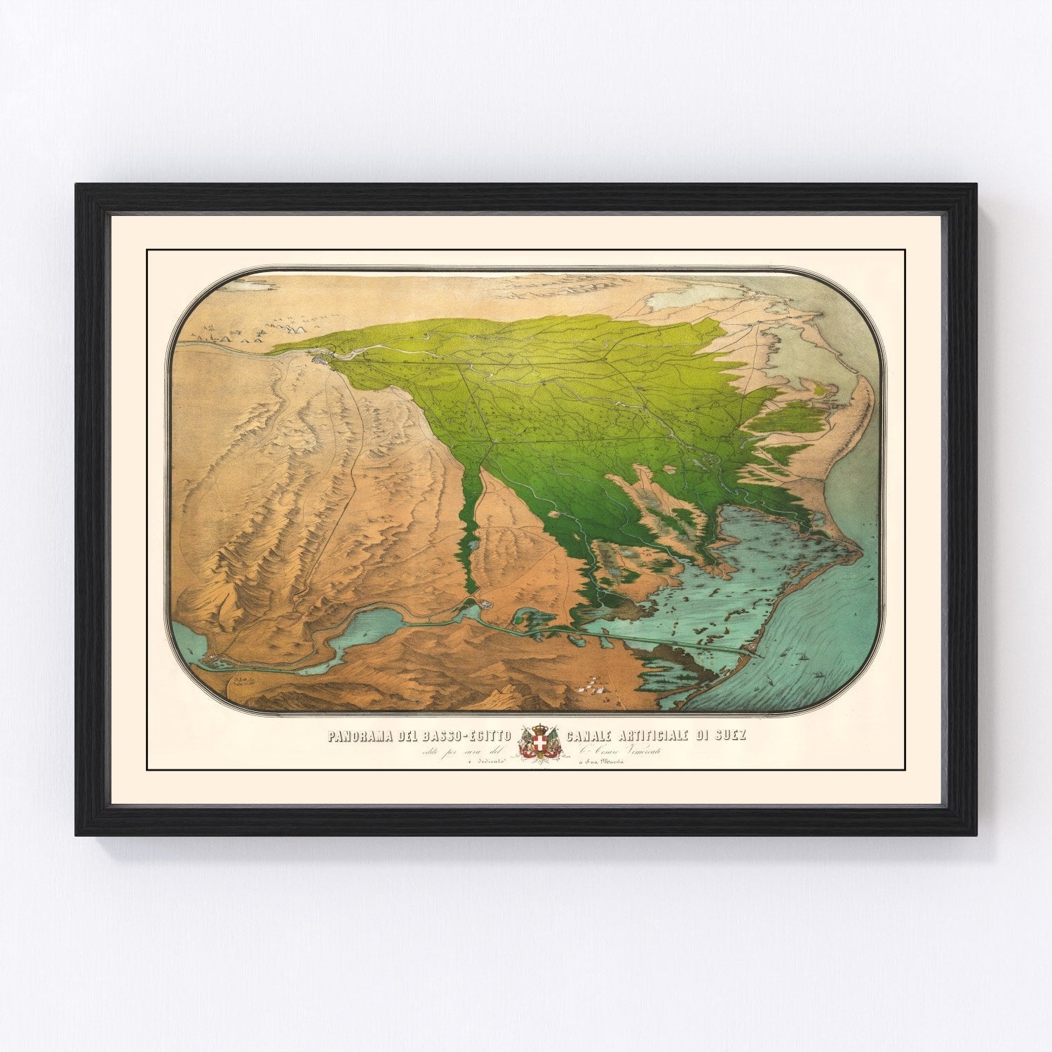 Vintage Suez Canal Map 1869