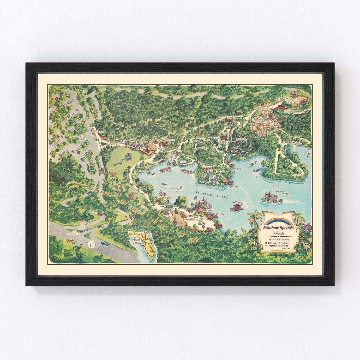 Vintage Rainbow Springs Florida Map 1967