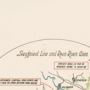 Vintage 84th Infantry Division Route Map of Europe 1945