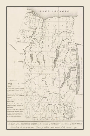 Vintage Finger Lakes Region Map 1849