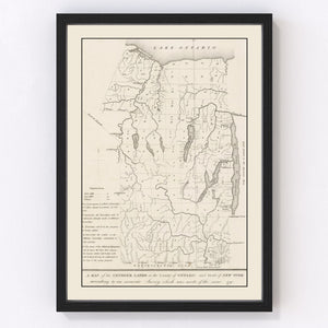 Vintage Finger Lakes Region Map 1849