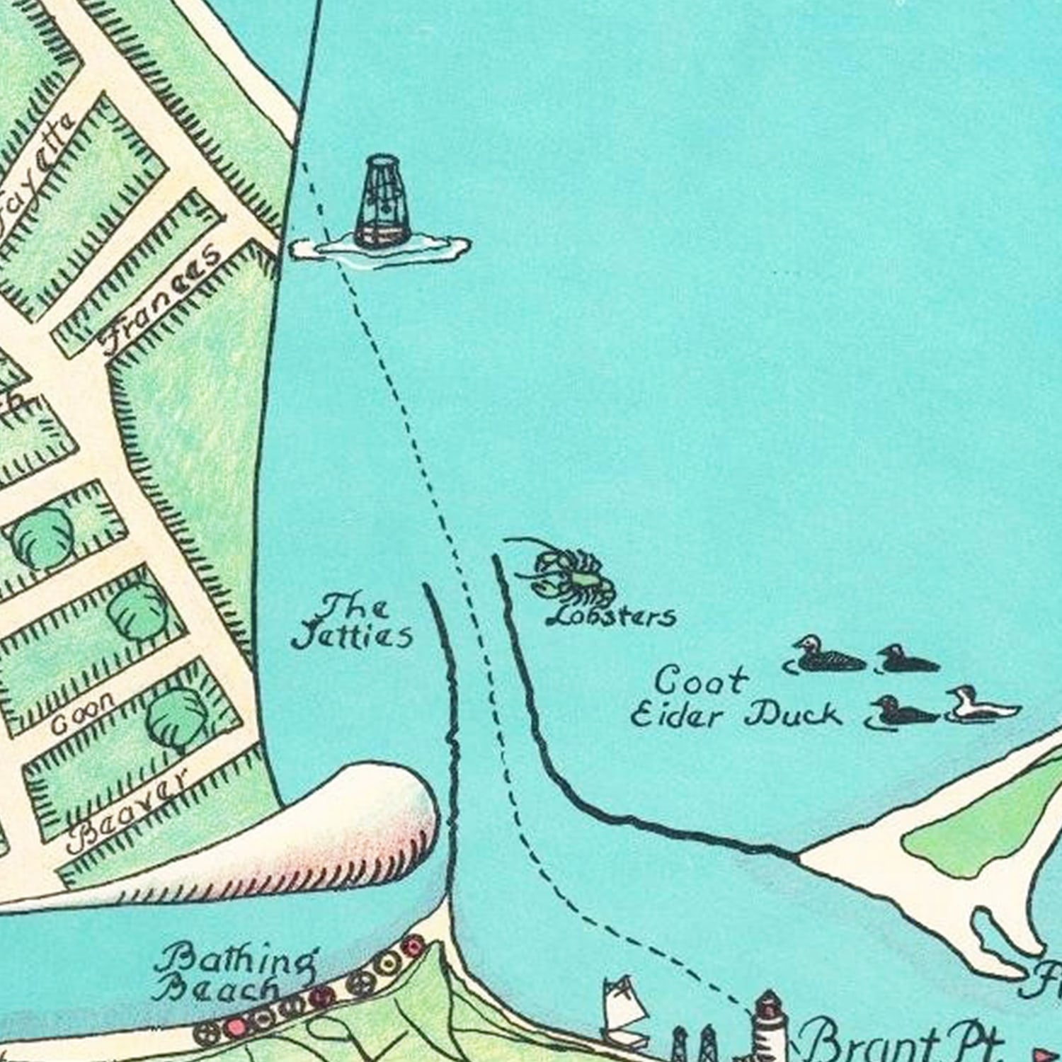 Vintage Pictorial Nantucket Map 1964