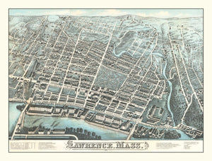 Vintage Map of Lawrence, Massachusetts 1878