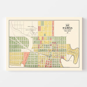 Vintage Map of Fargo, North Dakota 1915