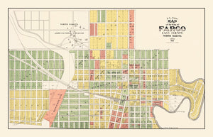 Vintage Map of Fargo, North Dakota 1915