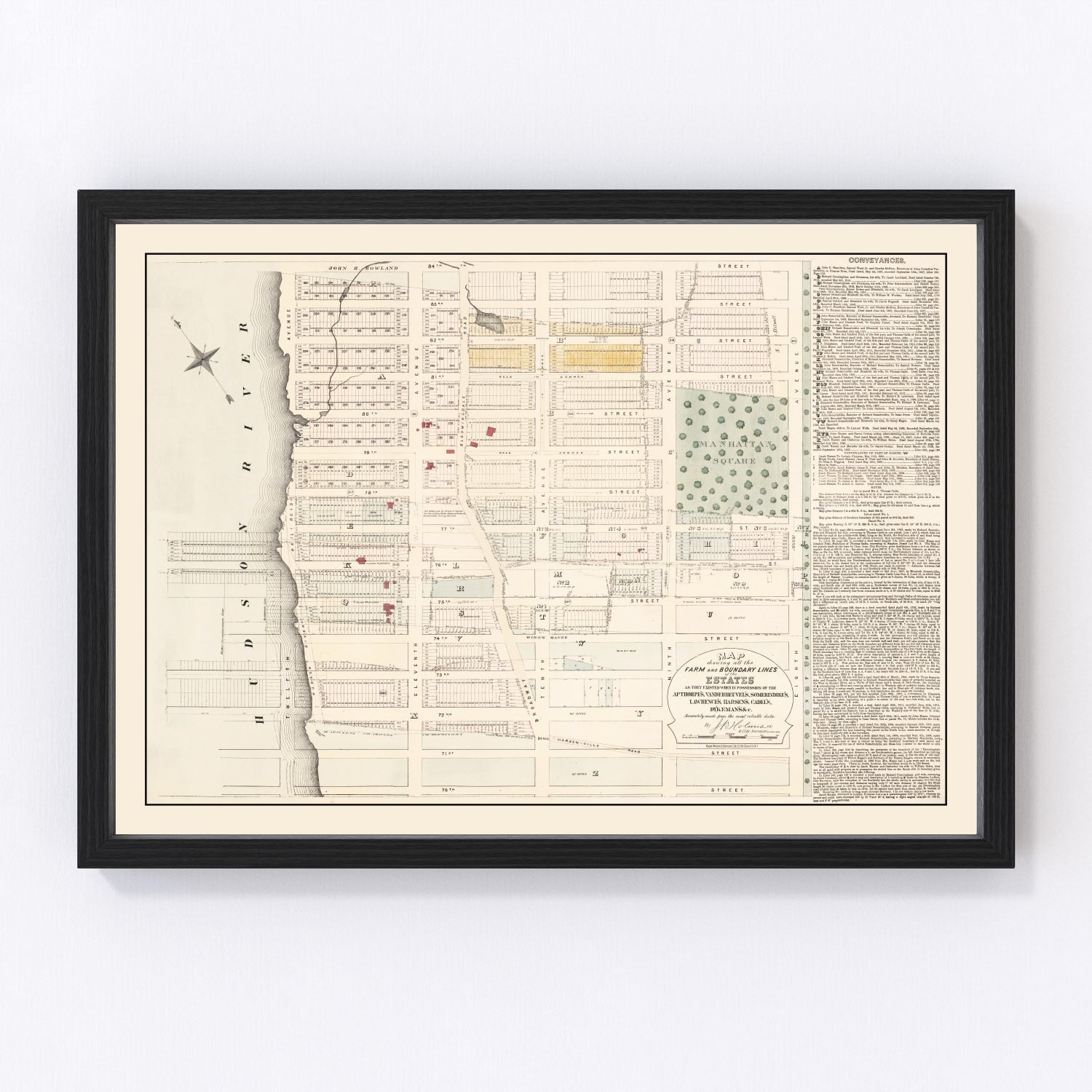 Vintage Upper West Side Manhattan Map 1874
