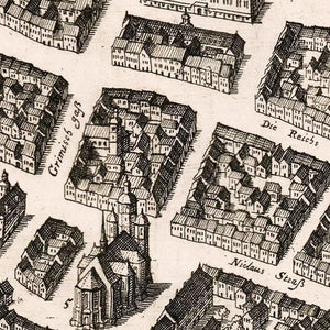 Vintage Map of Leipzig, Germany 1637