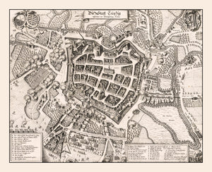 Vintage Map of Leipzig, Germany 1637