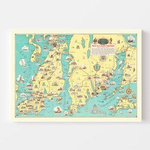 Vintage Rhode Island & Massachusetts Map 1933