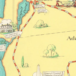 Vintage Rhode Island & Massachusetts Map 1933