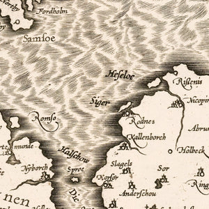 Vintage Map of Denmark 1595